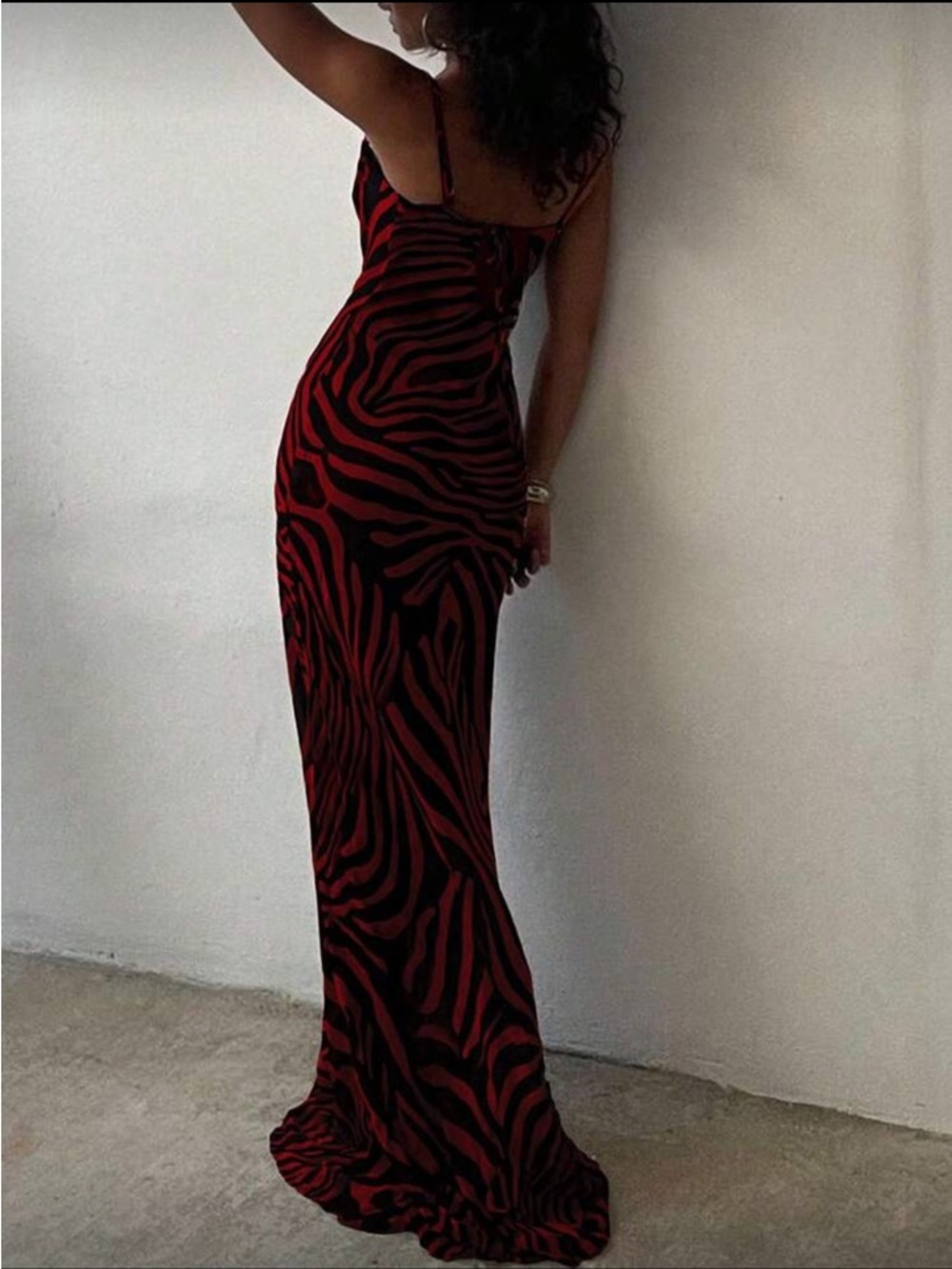Red and Black Zebra Slip Maxi Dress - Picture 2 of 2